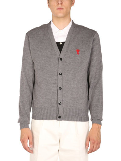 Shop Ami Alexandre Mattiussi Men's Grey Wool Cardigan
