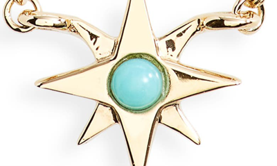 Shop Ef Collection Turquoise Starburst Necklace In 14k Yellow Gold