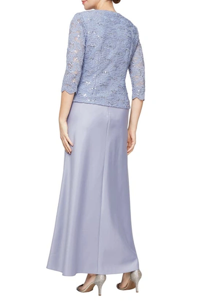 Shop Alex Evenings Embroidered Lace Mock Two-piece Gown With Jacket In Lavender