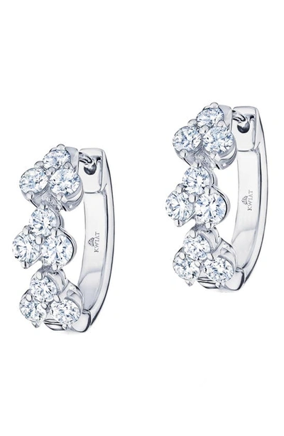 Shop Kwiat Cluster Diamond Huggie Hoop Earrings In White Gold