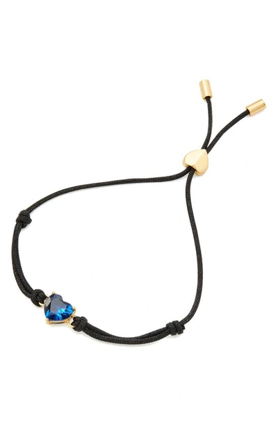 Kate Spade Gold-tone Cubic Zirconia Heart Cord Slider Bracelet In September - Sapphire