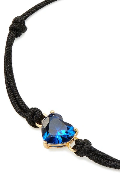 Kate Spade Gold-tone Cubic Zirconia Heart Cord Slider Bracelet In September - Sapphire