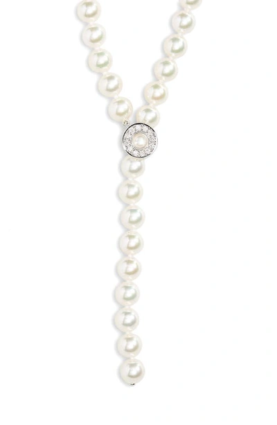 Shop Mikimoto Akoya Cultured Pearl Lariat Necklace In 18kw
