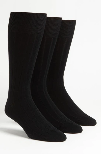 Shop Calvin Klein 3-pack Wide Rib Dress Socks In Black
