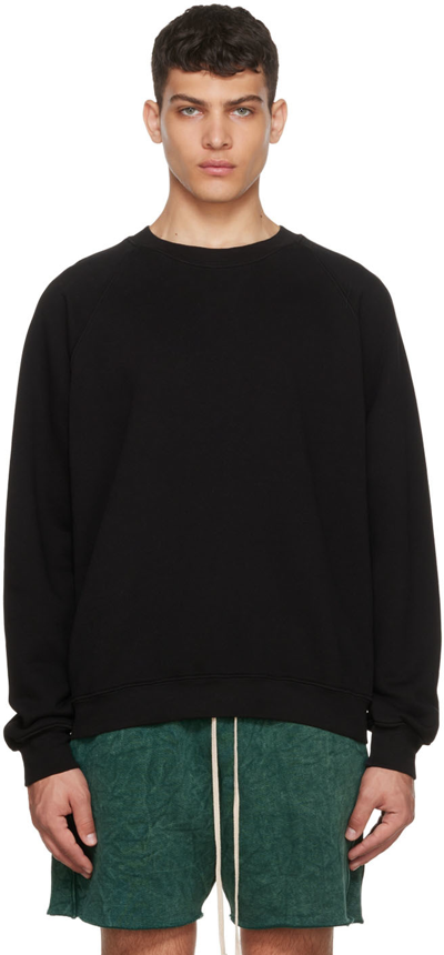 Shop Les Tien Black Cotton Sweatshirt In Jet Black