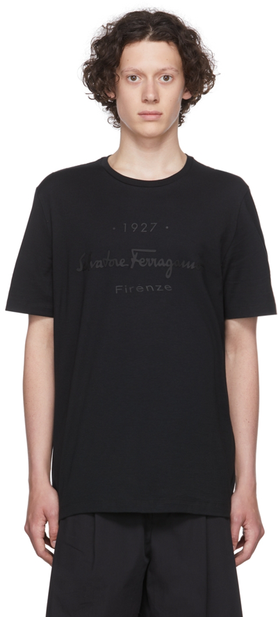Shop Ferragamo Black 1927 Signature T-shirt In Black/black