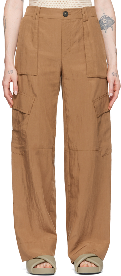 Shop Vince Brown Wide Leg Cargo Pants In Hazelnut-210haz