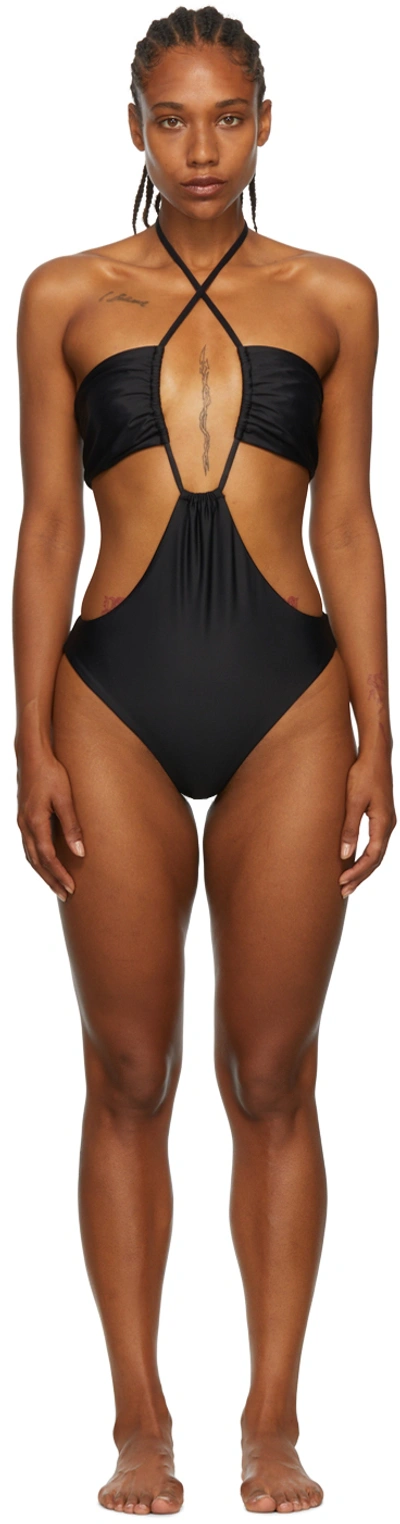 Rosetta Getty Black Recycled Polyester One-piece Swimsuit In Black