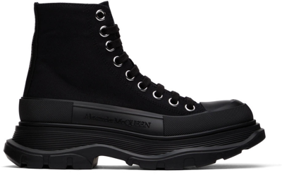 Shop Alexander Mcqueen Black Tread Slick High Sneakers In 1000 Black/black