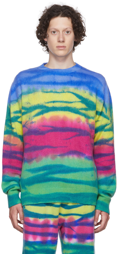 Shop The Elder Statesman Multicolor Frank Sweater In C392 Ivory W/ Adr/lm