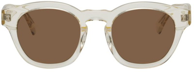 Shop Illesteva Beige Madison Sunglasses In Champagne W/ Brown L