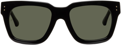 Shop Linda Farrow Black Deni Sunglasses In Black/ Yellow Gold/