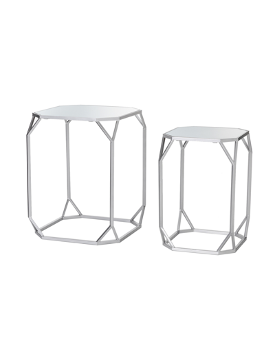 Shop Glitzhome Metal With Glass Accent Table - Set Of 2