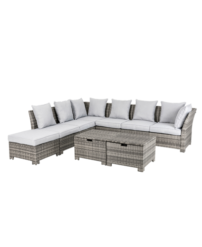 Shop Glitzhome Outdoor Patio All-weather Wicker Sectional 9-piece Set
