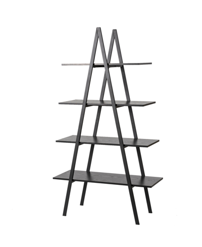 Shop Glitzhome 64.5" H Modern Industry Oak Melamine 4-tier Metal-wooden Leaning Bookcases Ladder Shelves