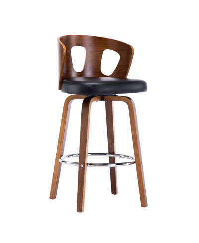 Shop Ac Pacific Faux Leather Mid-century Modern Backless Swivel Barstool, Set Of 2