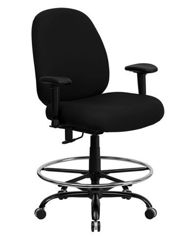 Shop Clickhere2shop Offex 400 Lb. Capacity Big And Tall Black Fabric Drafting Stool With Arms And Extra Wide Seat