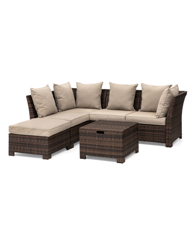 Shop Glitzhome Outdoor Patio All-weather Wicker Sectional 6-piece Set