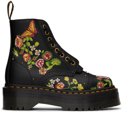 Shop Dr. Martens' Black Sinclair Floral Bloom Boots