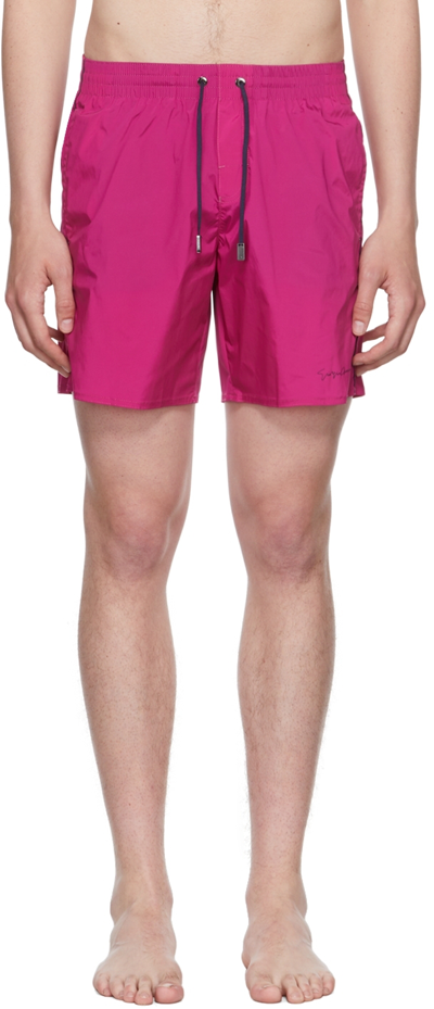 Shop Giorgio Armani Pink Nylon Swim Shorts In 03873 Pink
