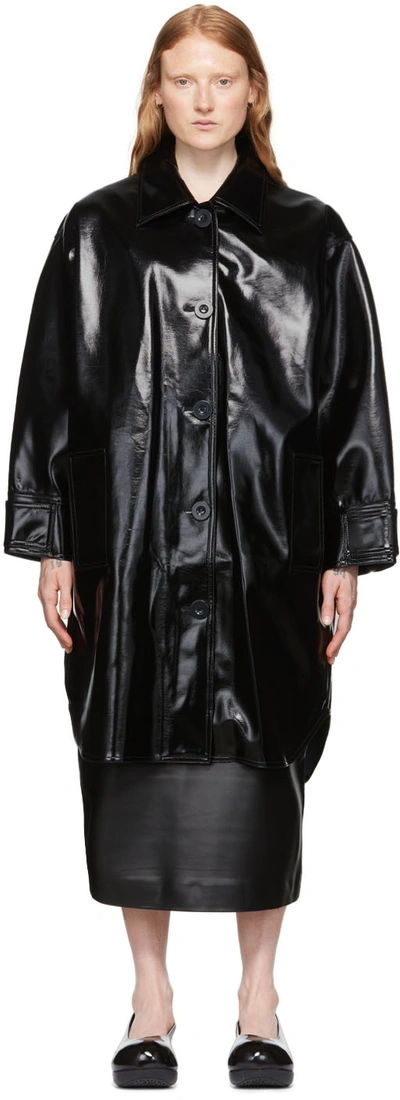 Shop Stand Studio Black Kali Faux-leather Coat In 89900 Black