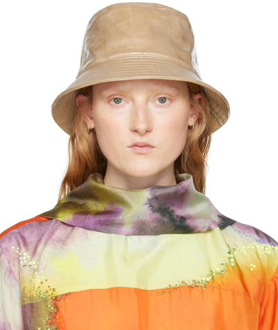 Stand Studio Vida Faux Leather Luminous Bucket Hat In 10500 Sand