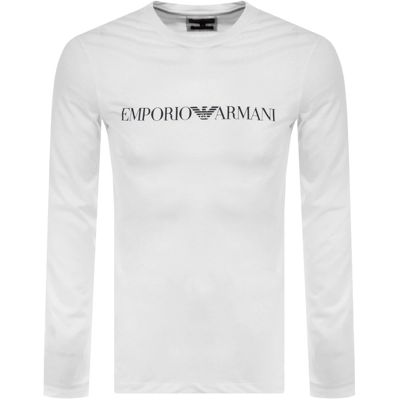Shop Armani Collezioni Emporio Armani Long Sleeved T Shirt White