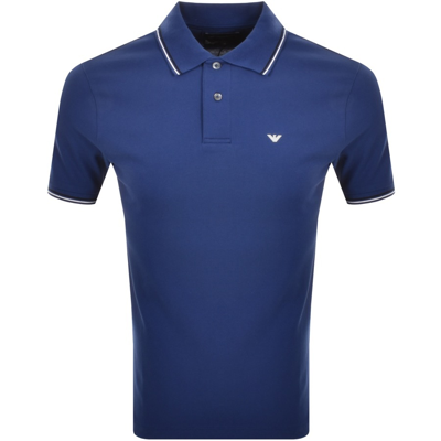 Shop Armani Collezioni Emporio Armani Short Sleeved Polo T Shirt Blue