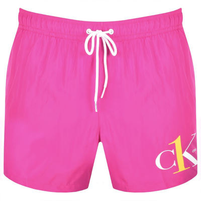 Calvin Klein Logo Swim Shorts Pink | ModeSens