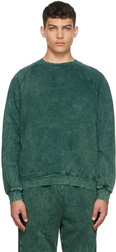 Shop Les Tien Green Cotton Sweatshirt In Emerald Stone