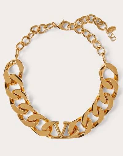 Shop Valentino Garavani Vlogo Metal Chain Choker Woman Gold Uni