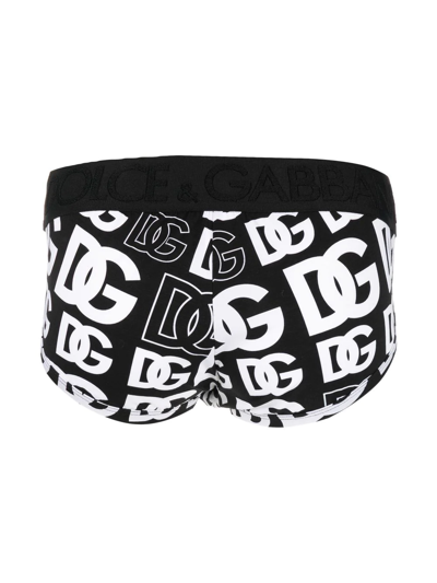 Shop Dolce & Gabbana All-over Logo-print Boxers In Black
