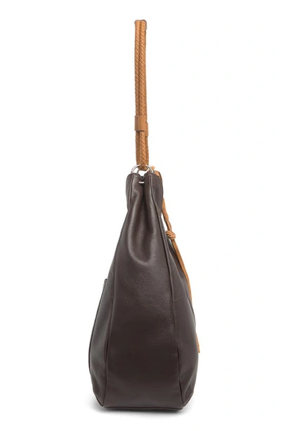 Shop Lucky Brand Theo Leather Hobo Bag In Chocolate Multi Pebbled Leathe