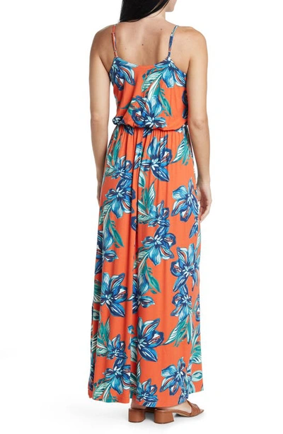 Shop Lush Knit Maxi Dress In Orange Tropical