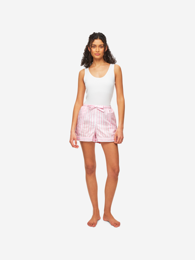 Shop Derek Rose Women's Lounge Shorts Capri 20 Cotton Pink