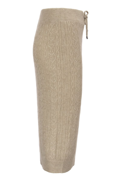 Shop Brunello Cucinelli Sparkling' Mohair Blend Pencil Skirt In Braids In Seashell