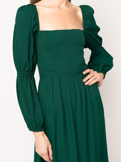 Shop Reformation Mica Puff-sleeve Tiered Midi Dress In Green
