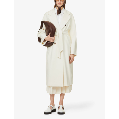 Shop Max Mara Womens White Madame Double-breasted Wool And Cashmere-blend Coat