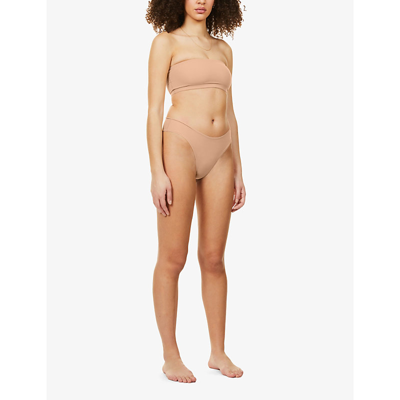 Shop Skims Womens Ochre Fits Everybody Mid-rise Stretch-jersey Briefs