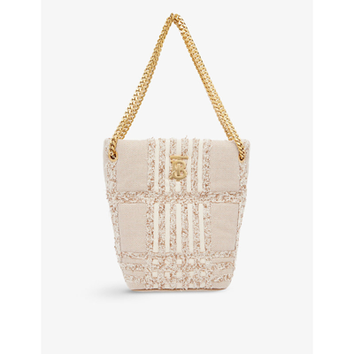 Shop Burberry Lola Cotton Bucket Bag In Natural