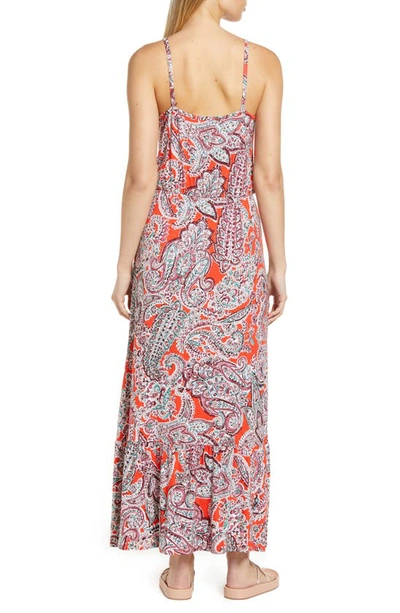 Loveappella Tie Front Maxi Sundress In Coral