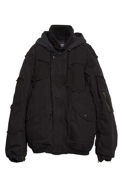 Balenciaga Unity Destroyed Bomber Jacket In Black | ModeSens