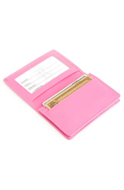 Shop Royce New York Leather Card Case In Bright Pink
