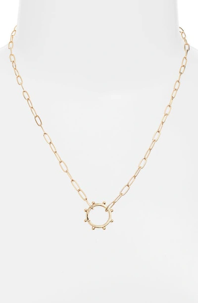 Shop Anzie Dew Drop Marine Pendant Necklace In Yellow Gold