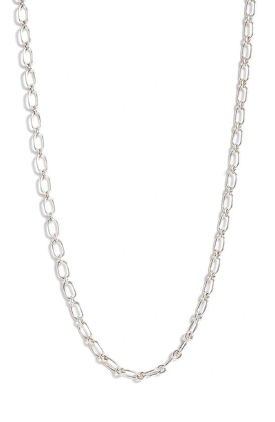 Shop Anzie Rectangle Link Chain Necklace In Silver