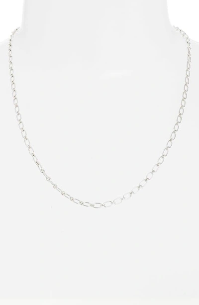 Shop Anzie Rectangle Link Chain Necklace In Silver