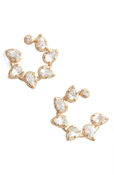 Shop Anzie Bouquet White Topaz Hoop Earrings In Silver/ Clear Topaz