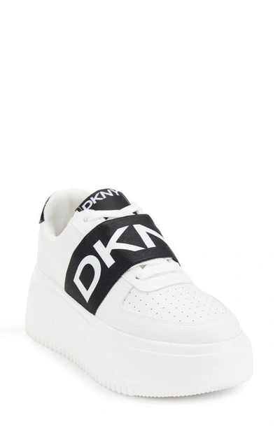 Dkny Madigan Platform Slip-on Sneaker In White/ Black | ModeSens