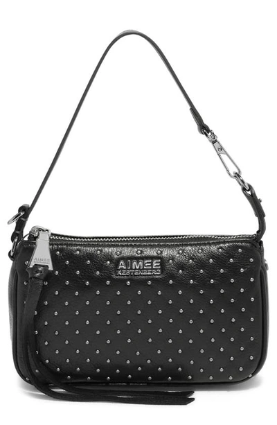 Shop Aimee Kestenberg Fiery Pouchette Leather Shoulder Bag In Black Nile Studs