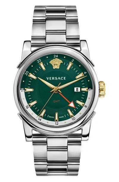Shop Versace Gmt Vintage Bracelet Watch, 42mm In Stainless Steel